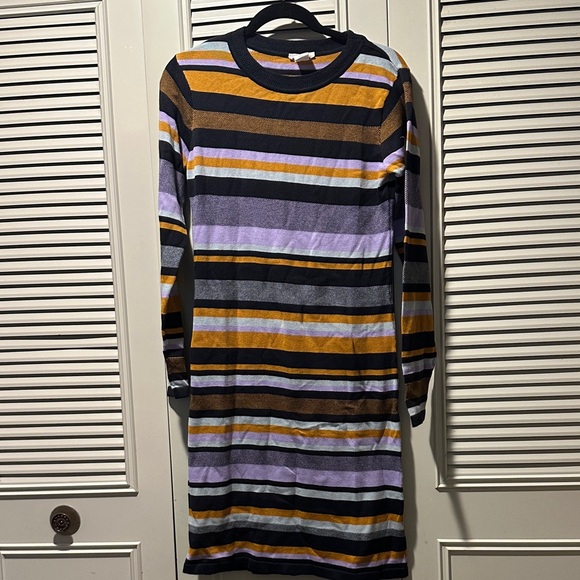 Skunkfunk Striped Midi Dress - Black, Brown, Yellow, Purple - Picture 1 of 3